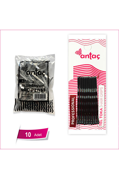 Antaç Aluminum Hair Clips and Black Wire Buckle 10 Pack