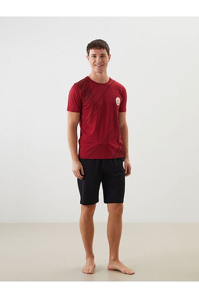 LC Waikiki طقم بيجامة شورت رجالي مطبوع من LCW Standard Mold
