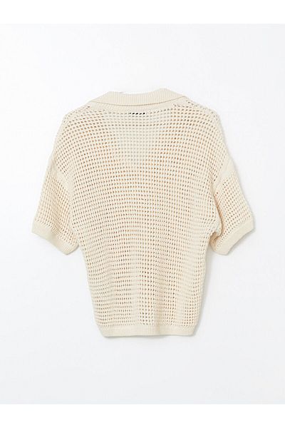 LC Waikiki Lcw Vision Ecru Polo Neck Openwork Women's Knitwear Sweater
