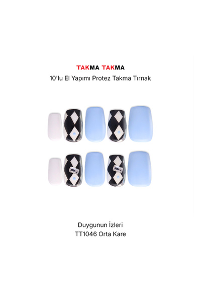 Takma Takma 10'lu Mavi Orta Kare TT1046 Tekrar Kullanılabilir El Yapımı Prote...