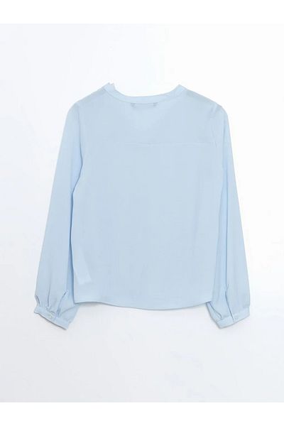 LC Waikiki Γυναικεία μπλούζα LCWAIKIKI Classic Blue Runaway Collar Oversize