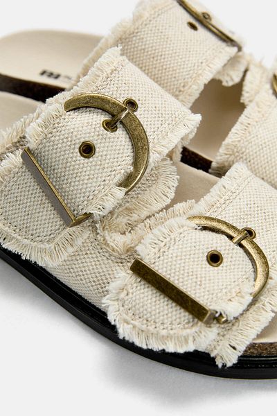 Pull & Bear Flat fabric sandals with buckle