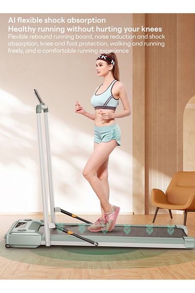 ETG 2.0HP 1-8km/h Small Home Walk-Behind Treadmill with Bluetooth Connection, Foldable, Multi-Functional
