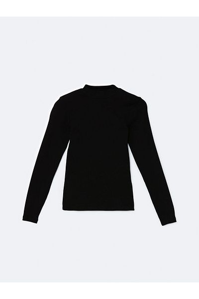 LC Waikiki Lcw Modest Black Stand Collar Women's Bodysuit