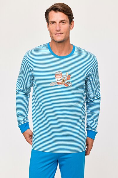 Woody Erkek Pijama-Plc - 915-Çizgili Mavi