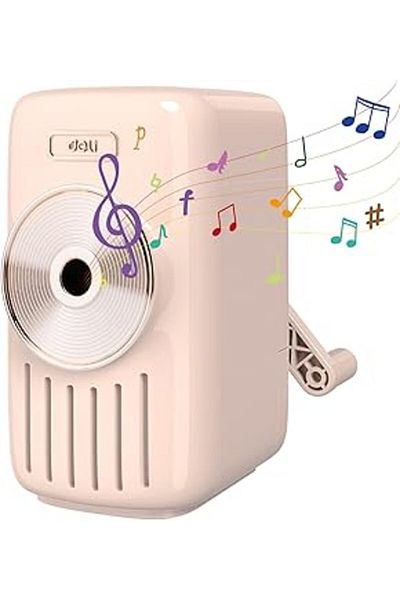 Hepta Collection Deli Manual Pencil Sharpener, Music Themed Pencil Sharpener, Adjustable Point and Automatic Entry Design, Ka
