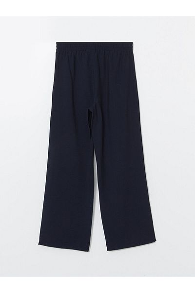 LC Waikiki Lcw Modest Navy Blue Elastic Waist Wide Leg Women's Pants
