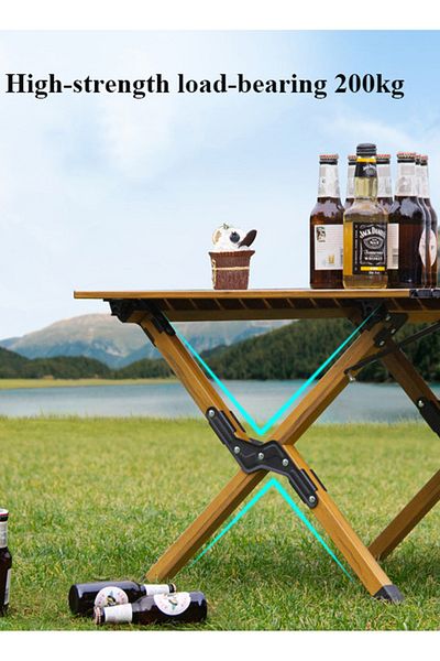 ETG Simple and Portable Carbon Steel Egg Roll Table Folding Table for 6 People, Suitable for Camping