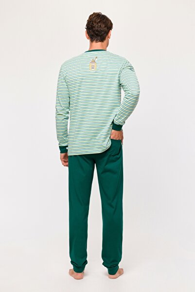 Woody Men's Pajamas-Plc 924 Striped Ecru