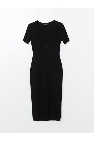 LC Waikiki Lcw Vision Black U Neck Women Bodycon Dress