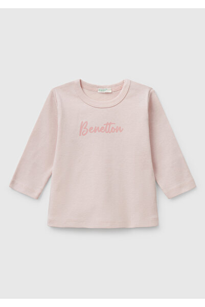 United Colors of Benetton Baby Powder Pink Logo Printed Shoulder Snap Button ...