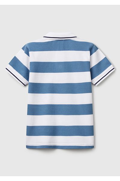 United Colors of Benetton Tricou polo cu dungi cu logo brodat pentru băiat