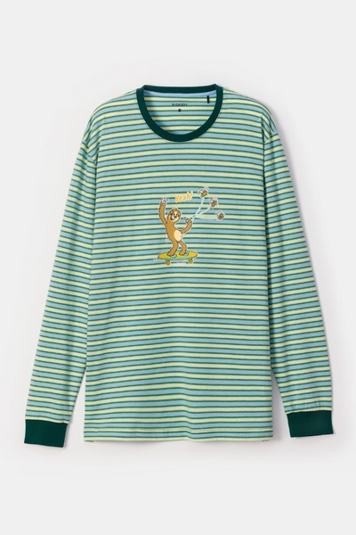 Woody Ανδρικές πιτζάμες-Plc 924 ριγέ εκρού