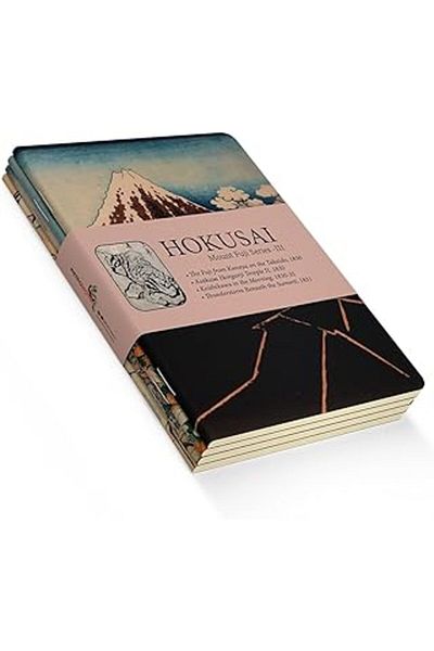 Mu Art Ahşap Retronote Mount Fuji Series Iii - A5, Hokusai 4-Piece Notebook Set Iii, Unlined, Total 256 Pages, Each
