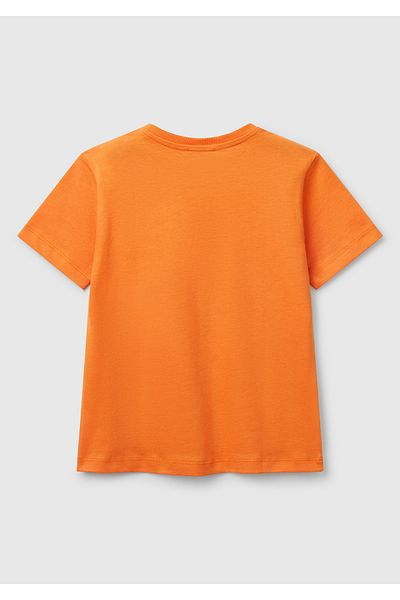 United Colors of Benetton Boy's Orange Graphic Printed T-Shirt