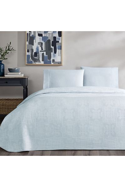 Taç Single Blue Pique Set - Taç Jacquard Vıgnes