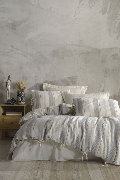 ZEBRA CASA Bari 100% Cotton Double Natural Duvet Cover Set