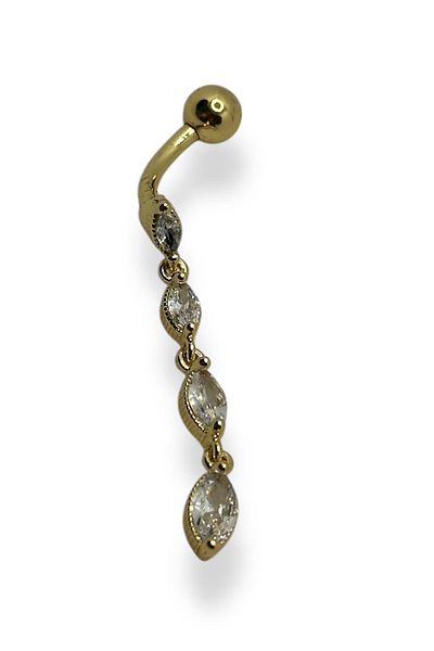 TAKIŞTIR Gold Color Stone Detailed Surgical Steel Belly Piercing