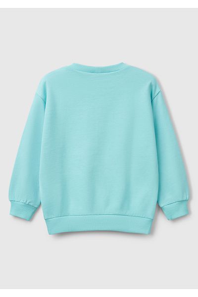 United Colors of Benetton Момчешки суитшърт с кръгло деколте и лого с принт Aqua Green Peanuts