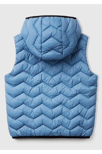 United Colors of Benetton Boy's Airman Blue Logo Detailed Hooded Vest