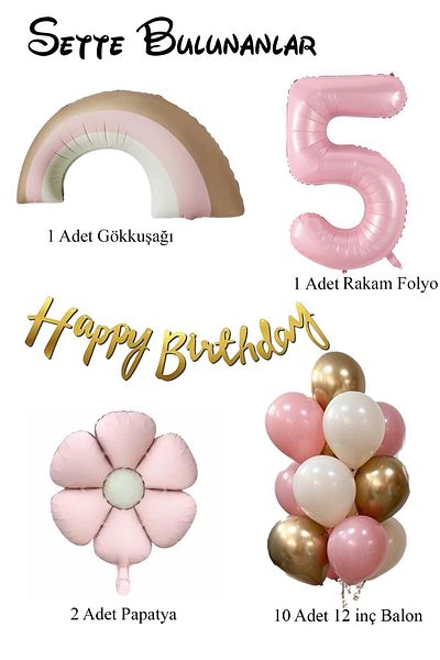 Patladı Gitti Retro 5 Year Old Daisy Themed Baby Girl Concept Birthday Set