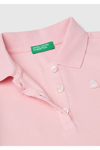 United Colors of Benetton Κοριτσίστικο μπλουζάκι πόλο με ροζ λογότυπο