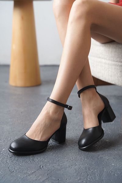 MODAADAM Pantofi cu toc Penida Platform pentru dama - piele neagra