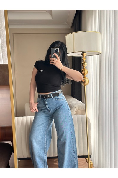 rimas Blugi Palazzo cu talie înaltă