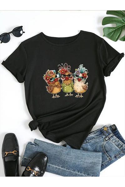 PENTHİLUS 3 Cartoon Bird Printed Unisex Relaxed T-Shirt
