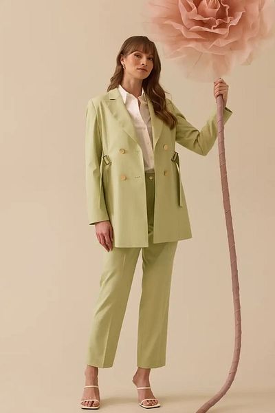SEÇİL Women's Adjustable Waist Double Button Jacket - Green