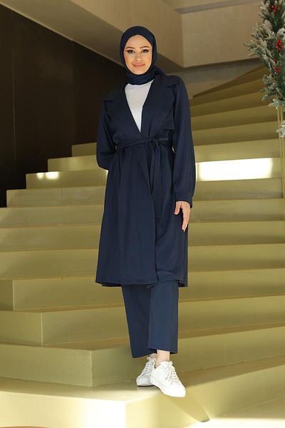 MİSSKAYLE Navy Blue Ayparça Detailed Suit