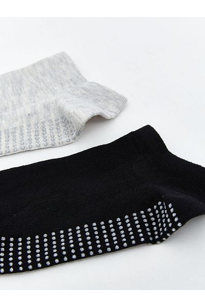 LC Waikiki Lcw Dream Gray Women's Plain Booties Socks 2 Pack