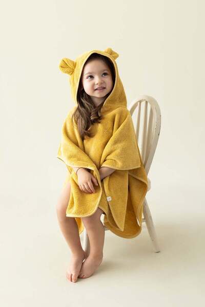 İrya Tiny Bear Organik Pamuk Çocuk Panço Hardal