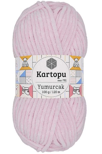 Kartopu Yumurcak Velvet Πλεκτό Χέρι Σχοινί Σκόνη Ροζ K1562