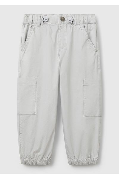 United Colors of Benetton Boy's Gray Melange Elastic Waist Cargo Pocket Parachute Trousers