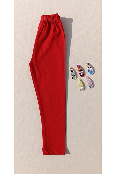 siyalife Girl's Red Color Basic Leggings