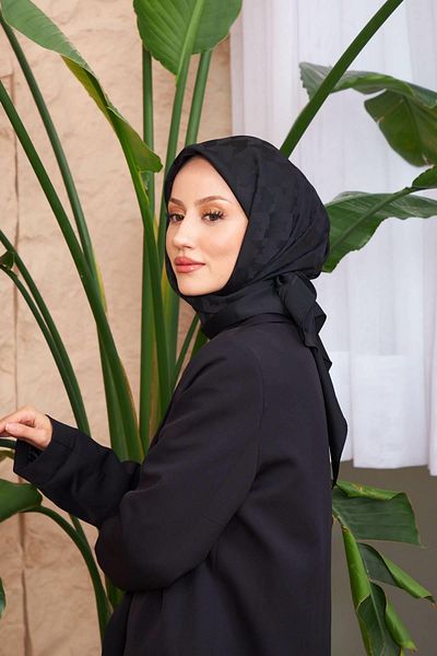 İpekhan Houndstooth Jacquard Scarf Black 9901-11