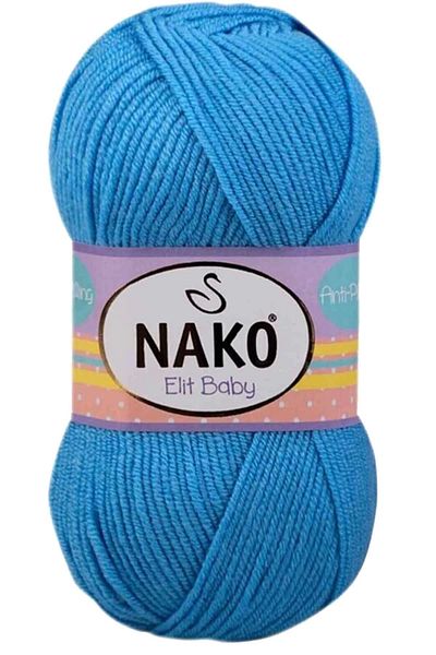 NAKO 1 Piece Elite Baby Hand Knitting Yarn Non-Pilling Baby Wool Alaska Blue 10119