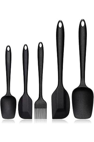 Take and Happy 5 Pieces Silicone Spatula and Brush S, Black