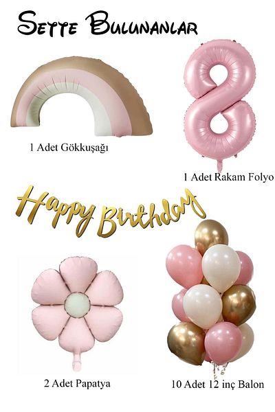 Patladı Gitti Retro 8 Year Old Daisy Themed Girl's Concept Birthday Set