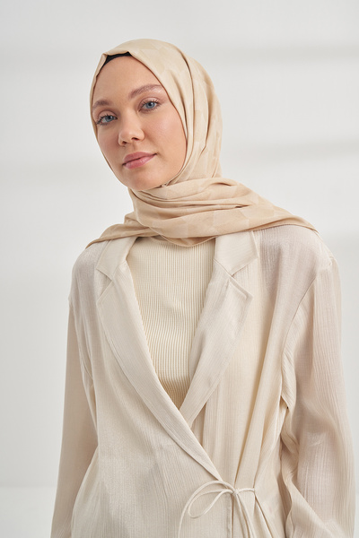 ARMANDA Cotton Monogram Geometric Pattern Shal - Beige