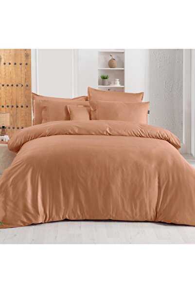 Sarev Monochrome Salmon %100 Pamuk Saten ''300 TC" Nevresim Takımı TK v12