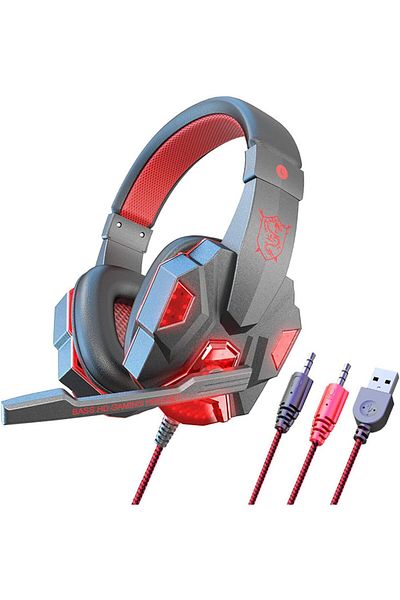 COOYA Wired Gaming Headset, Stereo Sound Headphone with Microphone LED Light,, with 3.5mm Audio Cable