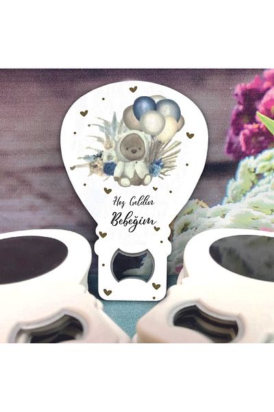 Ege ajans 10 Baby Gift Balloon Opener Magnet (with Card and Gelatin)