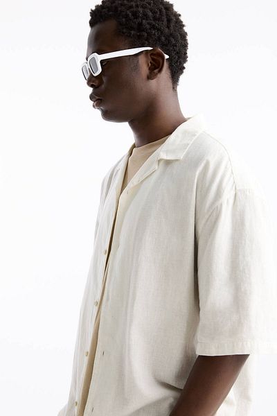 Pull & Bear Basic short sleeve linen blend shirt