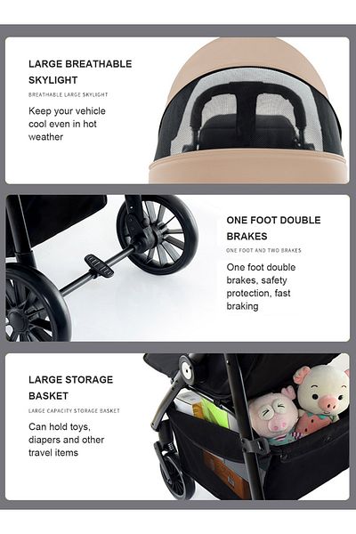 Ma Baby Baby Compact Stroller, Travel System Lightweight Stroller, Easy To Fold,Travel Stroller Pram