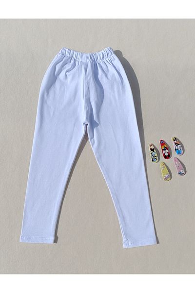 siyalife Leggings de bază de culoare albă pentru fete