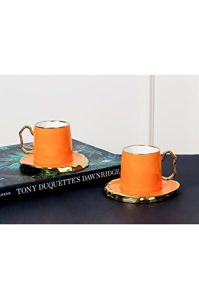 Sembol Karen 2Lı Kahve Takımı Turuncu Altın 058