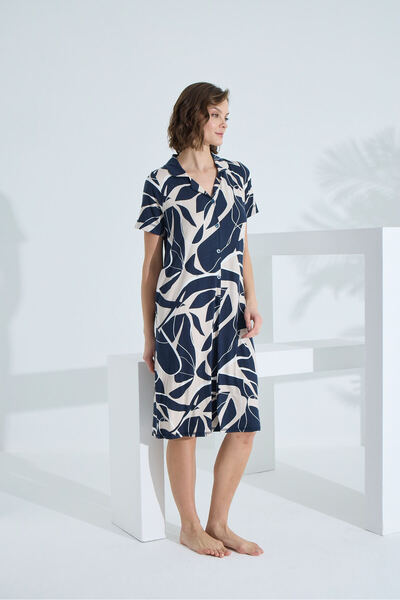 Etoile Rochie de vară pentru femei cu buzunare cu mânecă scurtă din bambus 72951