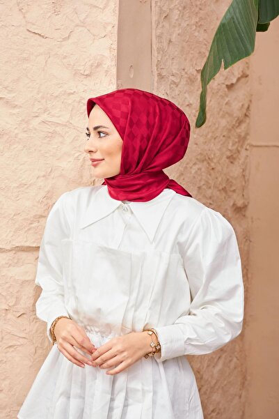 İpekhan Καρό Ζακάρ Φουλάρι Claret Red 9900-12